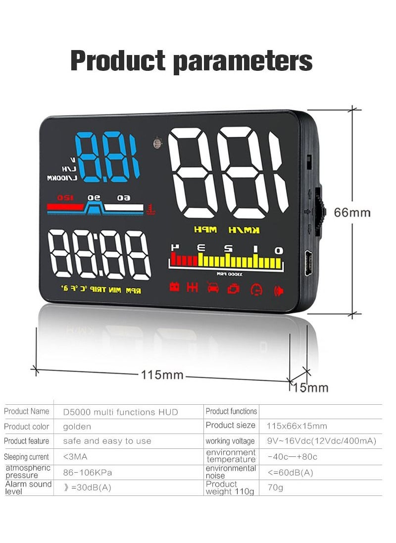 GULFLINK Head Up Display(HUD) Vehicle Speed Meter D5000