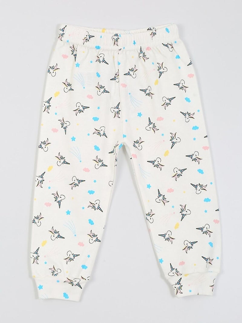 Luggi Baby Basic Unicorn Patterned 2-Pack Baby Girl Bottoms Without Booties 3 Months-3 Years  - Image 2