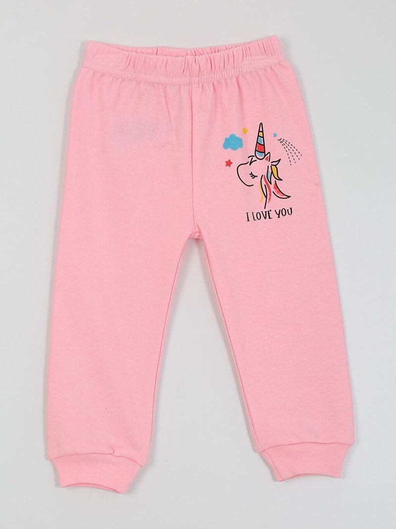 Luggi Baby Basic Unicorn Patterned 2-Pack Baby Girl Bottoms Without Booties 3 Months-3 Years  - Image 3