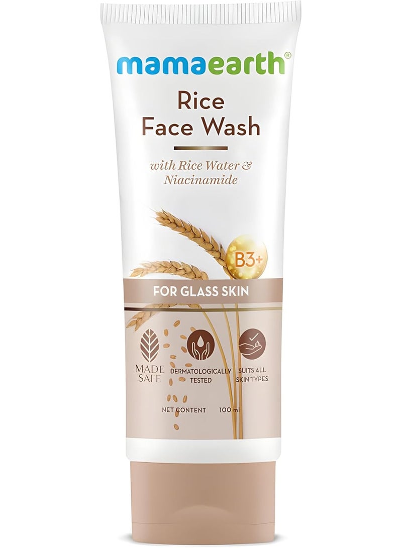 الارض ماما غسول الوجه بماء الارز والنياسيناميد من ماما إيرث للبشرة الزجاجية - 100 مل - Image 1