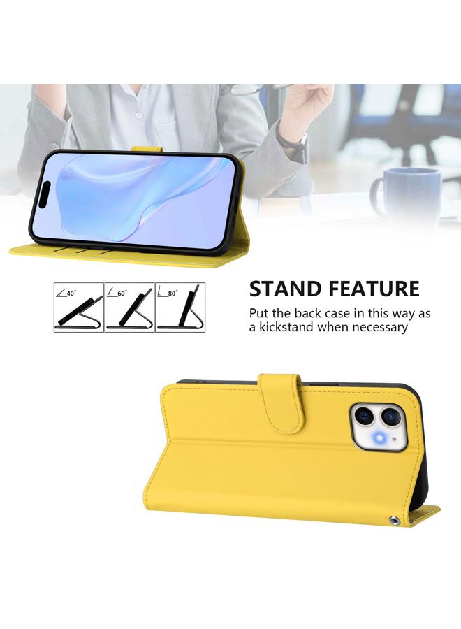 Zaboon Case For iPhone 12 / 12 Pro Skin Feel Solid Color Leather Phone Case with Lanyard - Image 3