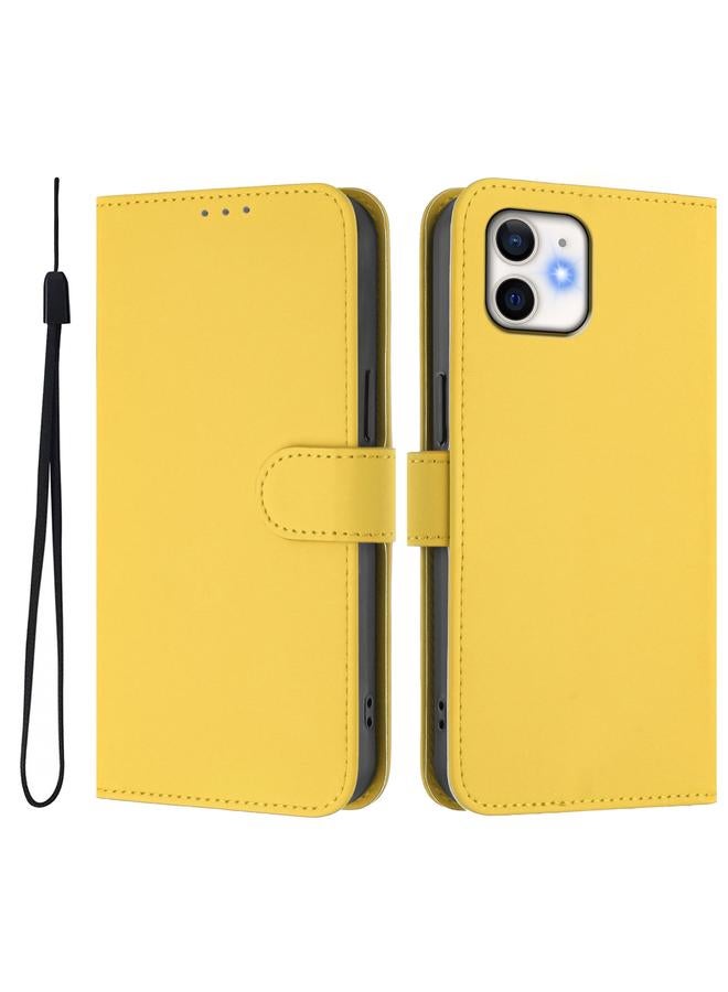 Zaboon Case For iPhone 12 / 12 Pro Skin Feel Solid Color Leather Phone Case with Lanyard - Image 2