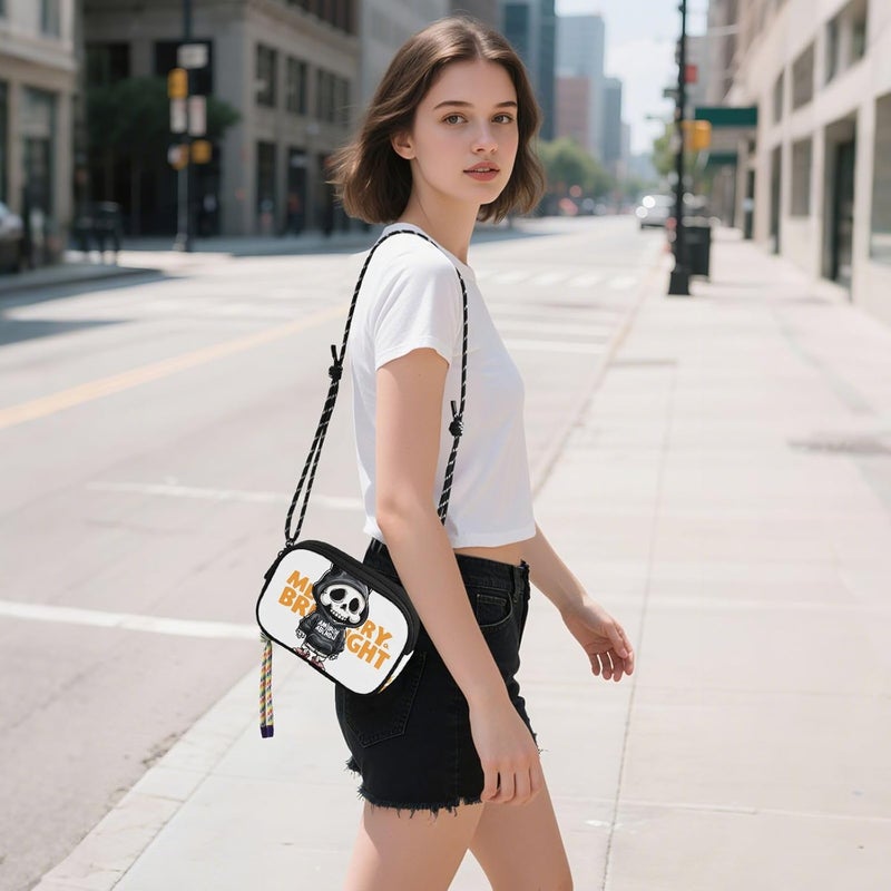 Cute Evil Skull Cross Body Bag Mens Practical with Credit Card Slots Women's Shoulder Handbags Walk the dog - Image 1