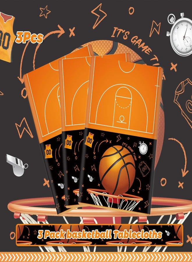 MEHOFOND 3 Pack Basketball Tablecloth, Disposable Plastic Birthday Table Cloth Rectangle 54x108 inch, Table Cover for Sports Themed Party Supplies Decorations - Image 4