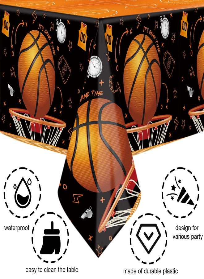 MEHOFOND 3 Pack Basketball Tablecloth, Disposable Plastic Birthday Table Cloth Rectangle 54x108 inch, Table Cover for Sports Themed Party Supplies Decorations - Image 3
