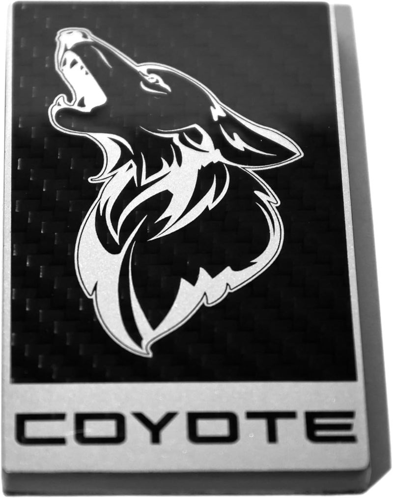 MF Auto Designs Carbon Fiber Howling Coyote Badge for Mustang GT - Black - GT350 Style - Image 1