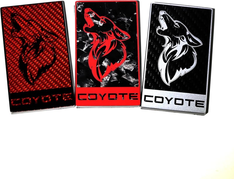 MF Auto Designs Carbon Fiber Howling Coyote Badge for Mustang GT - Black - GT350 Style - Image 4