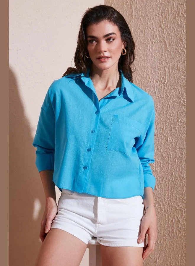 Lela Lela Cotton and Linen Blend Regular Fit Short Front Long Back Shirt Women's SHIRT 6772867