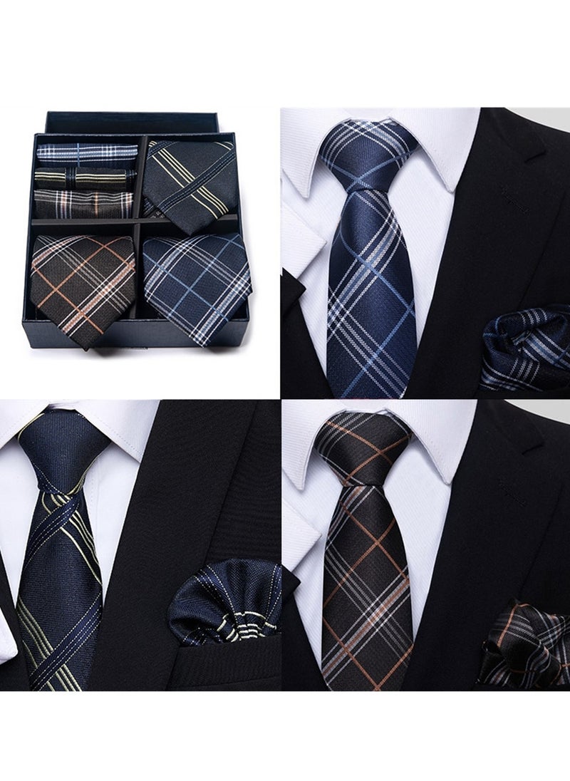 Generic - 6pcs men's gift box set 3 ties 3 chest scarves fashion business tie square scarf set - Image 1