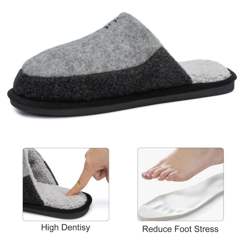 GOEWY Mens Two-Tone Scuff Slippers with Memory Foam Cozy Warm Slip On House Shoes for Indoor Outdoor Gifts for Men Him Dad - Image 3