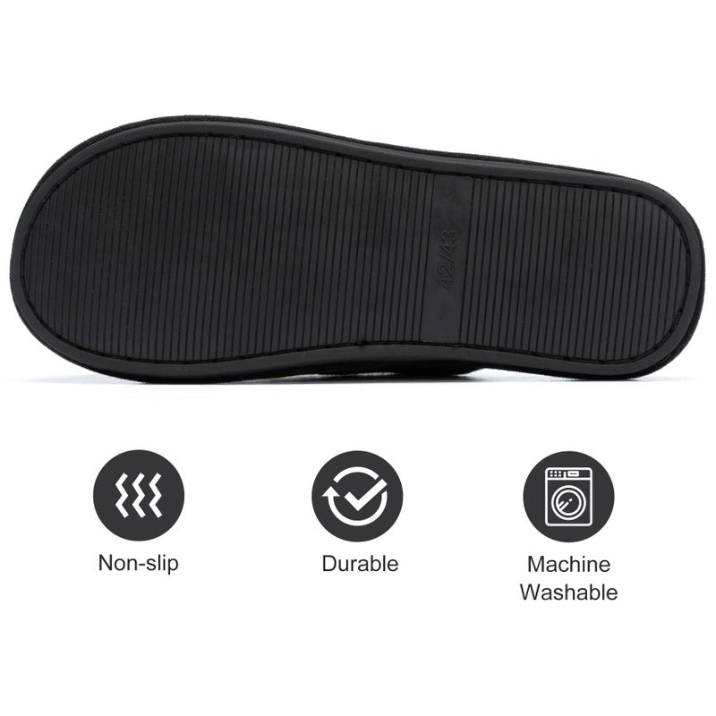 GOEWY Mens Two-Tone Scuff Slippers with Memory Foam Cozy Warm Slip On House Shoes for Indoor Outdoor Gifts for Men Him Dad - Image 4