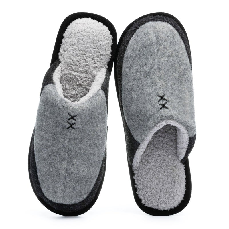 GOEWY Mens Two-Tone Scuff Slippers with Memory Foam Cozy Warm Slip On House Shoes for Indoor Outdoor Gifts for Men Him Dad - Image 1