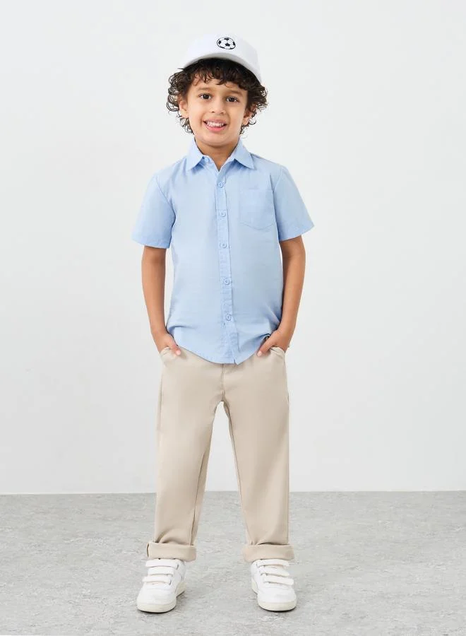 ستايلي Styli Boys Light Blue Collared Shirt with Pocket