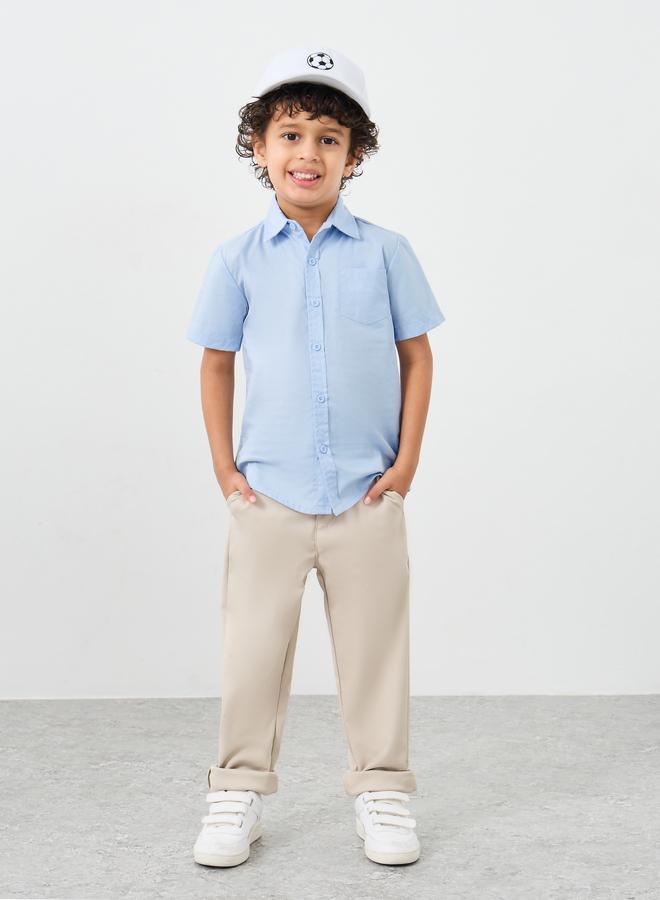 ستايلي قميص بياقة أزرق فاتح للأولاد مع جيب - Image 2