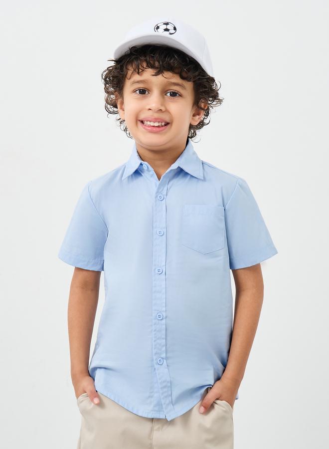 ستايلي قميص بياقة أزرق فاتح للأولاد مع جيب - Image 4