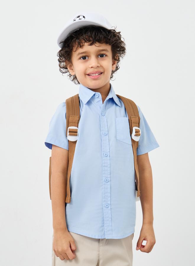 ستايلي قميص بياقة أزرق فاتح للأولاد مع جيب - Image 1