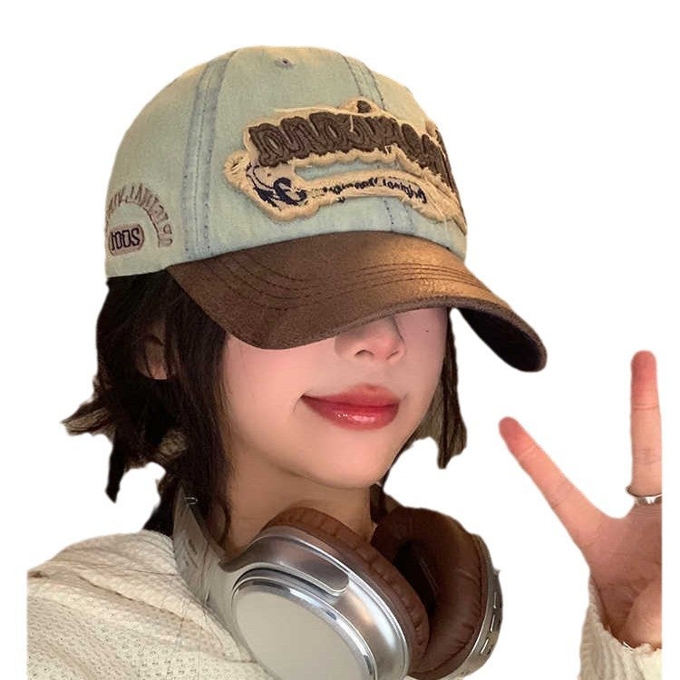 Vintage Denim Baseball Cap for Women, Oversized, Deep Brim, Washed Finish - Image 5