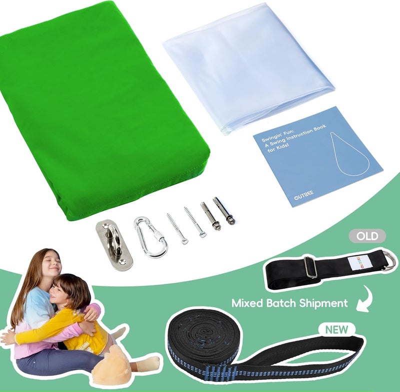 OUTREE Kids Pod Swing Seat, Cotton Child Hammock Swing Chair, Sensory Swing for Indoor and Outdoor Use, Green and Blue - Image 5