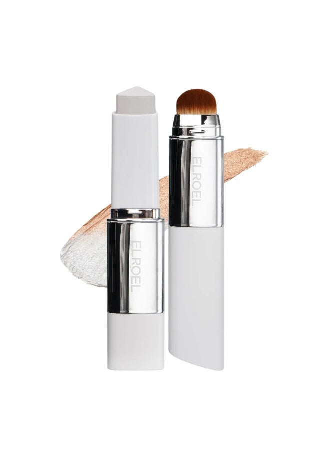 Elroel Blanc Cover Cream Stick Foundation – Light Shade Hydrating Full Coverage Cream Stick Foundation with Built-In Brush - Image 1