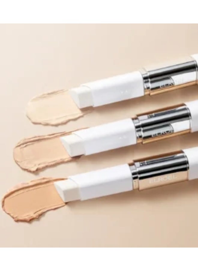 Elroel Blanc Cover Cream Stick Foundation – Light Shade Hydrating Full Coverage Cream Stick Foundation with Built-In Brush - Image 2