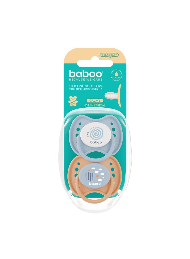 Baboo Silicone Symmetrical Baby Pacifier With Sterilizer Box | ultra-soft & Durable Silicone Soother | BPA-Free for Breastfeeding Babies | 0+ Month (Pack of 2)  | Blue Haze - Image 4