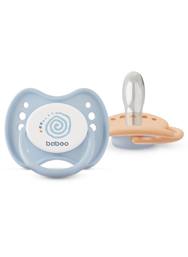 Baboo Silicone Symmetrical Baby Pacifier With Sterilizer Box | ultra-soft & Durable Silicone Soother | BPA-Free for Breastfeeding Babies | 0+ Month (Pack of 2)  | Blue Haze - Image 2