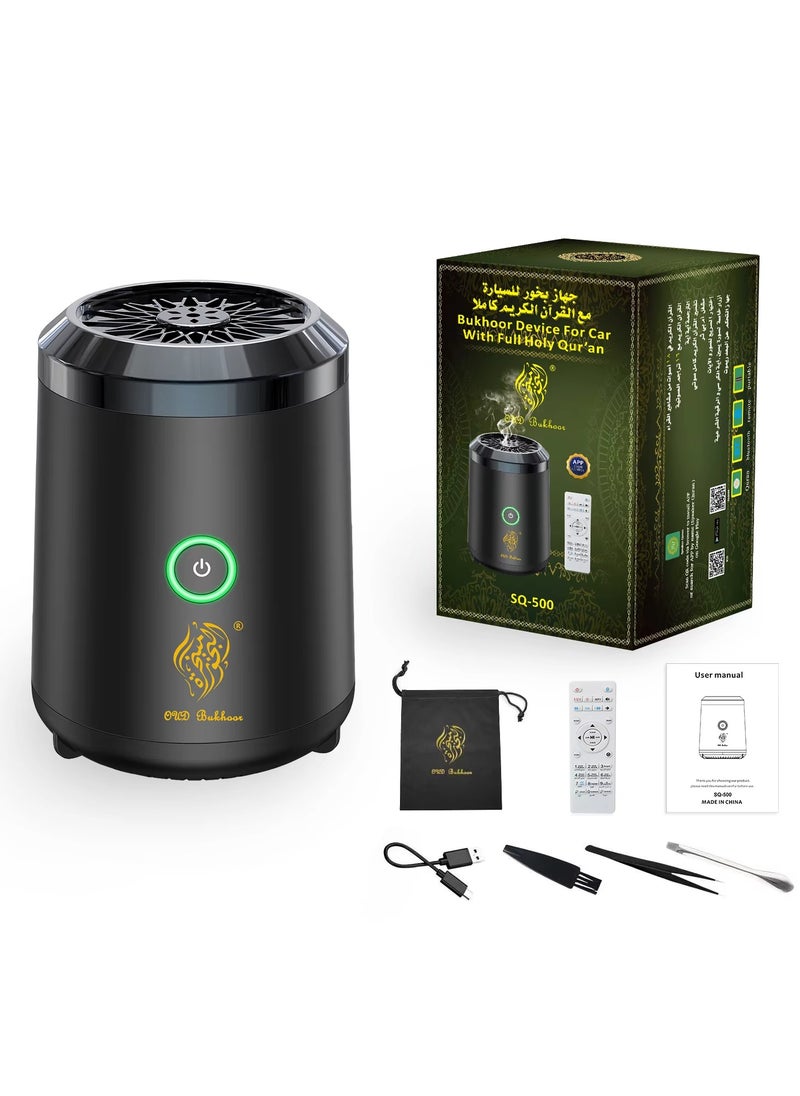 Bakhoor - Car Bakhoor With Quran Speaker, Portable Arabian Electronic Aromatherapy Incense Burner, Quran Speaker Rechargeable USB-C Aromatherapy Machine Aroma Diffuser Remote And App Control Mini Bakhoor Burner SQ-500 - Image 1