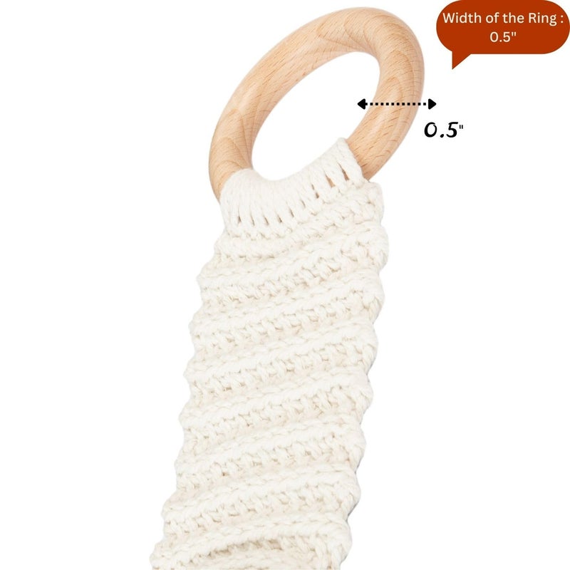 SKILLEDSLICING Hanging Kitchen Dish Towel Holder (Handmade Crochet), Decorative Boho Macrame Kitchen Towel Hanger Loop Ring Makes a Unique Gift for Birthday, Thanksgiving, 11 Inches (Cream) - Image 2