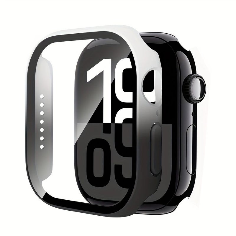 واقي شاشة زجاج مقسى لساعة آبل iWatch مقاس 45 مم، وردي أبيض - Image 1