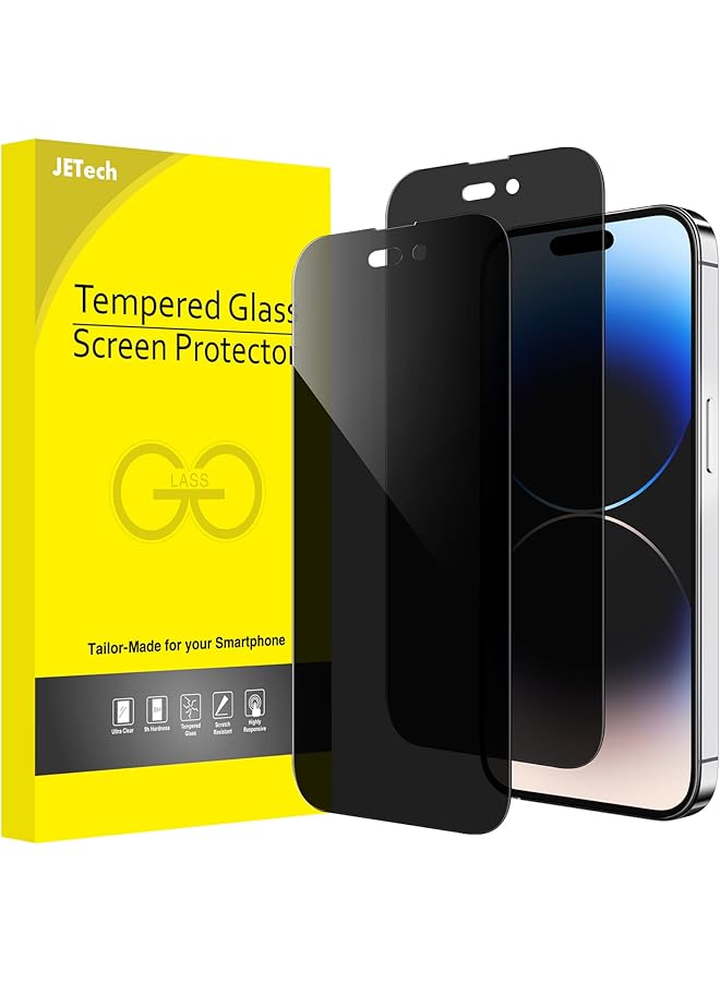 جي تيك واقي شاشة بتغطية كاملة للخصوصية لهاتف آيفون 14 برو مقاس 6.1 بوصة، طبقة زجاجية مقواة مضادة للتجسس من الحافة إلى الحافة، عبوة من قطعتين - Image 1