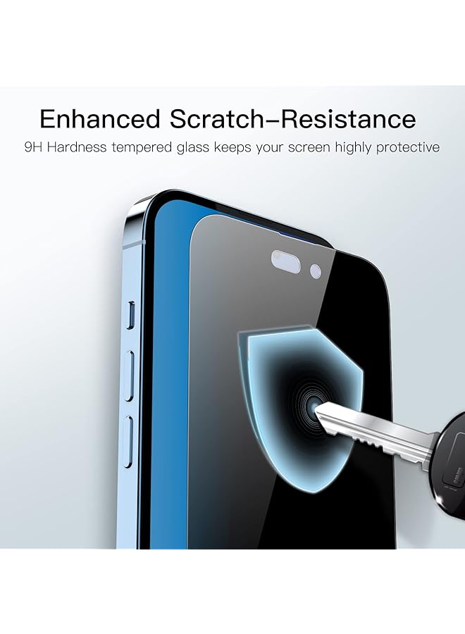 جي تيك واقي شاشة بتغطية كاملة للخصوصية لهاتف آيفون 14 برو مقاس 6.1 بوصة، طبقة زجاجية مقواة مضادة للتجسس من الحافة إلى الحافة، عبوة من قطعتين - Image 5
