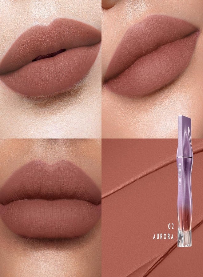 TIMEPHORIA Nebula Velvet Lip Cream, Nude Brown Lip Stain Tint, Velvet Matte Finish, Lightweight Soft Cream Texture, Blurs Lip Lines, High Pigment Transfer-Proof Long-Lasting Liquid Lipstick 02 Aurora - Image 2