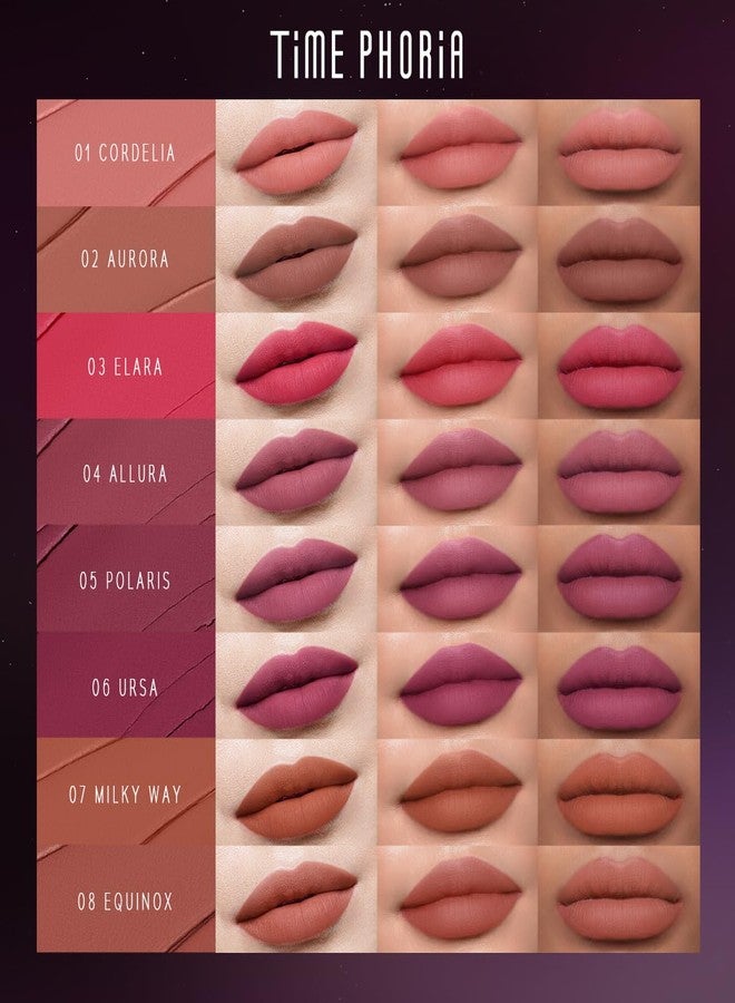 TIMEPHORIA Nebula Velvet Lip Cream, Nude Brown Lip Stain Tint, Velvet Matte Finish, Lightweight Soft Cream Texture, Blurs Lip Lines, High Pigment Transfer-Proof Long-Lasting Liquid Lipstick 02 Aurora - Image 3