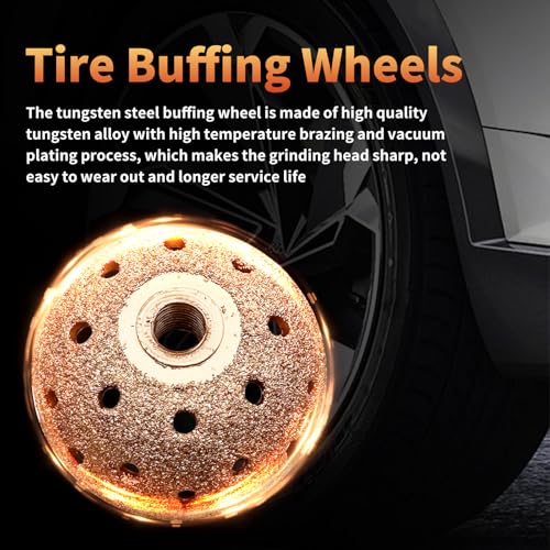 BDYAQGC 53Pcs Tire Patch Kit Heavy Duty, Tire Repair Tools 42 mm Tungsten Steel Buffing Wheel with 32/42/58mm Tire Patches, Inner Liner Scraper, Tire Patch Roller for Car Motorcycle Bike tractors Grinding - Image 5