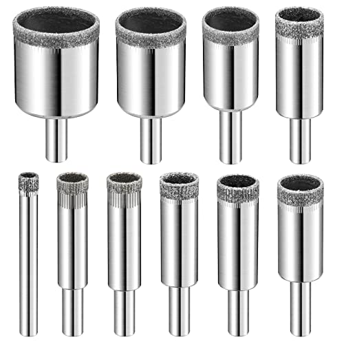 Semderm Diamond Drill Bits Set, 10 PCS Diamond Hole Saw Set, Glass Drill Bit for Ceramic Tile Porcelain Marble Granite Stone Bottles - Image 1
