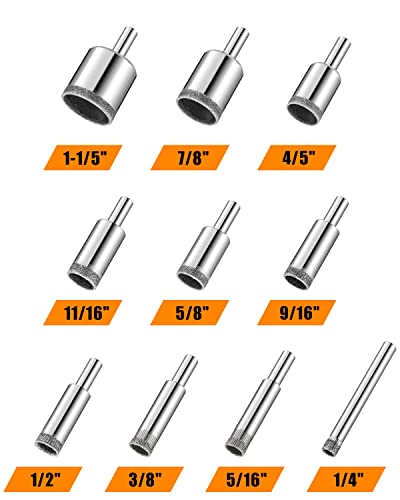 Semderm Diamond Drill Bits Set, 10 PCS Diamond Hole Saw Set, Glass Drill Bit for Ceramic Tile Porcelain Marble Granite Stone Bottles - Image 2