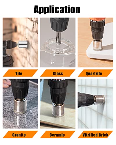 Semderm Diamond Drill Bits Set, 10 PCS Diamond Hole Saw Set, Glass Drill Bit for Ceramic Tile Porcelain Marble Granite Stone Bottles - Image 5
