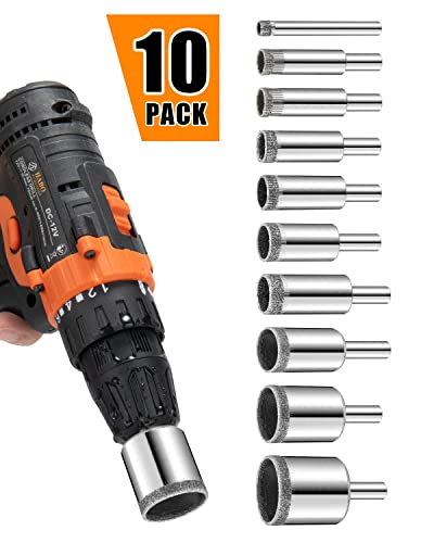 Semderm Diamond Drill Bits Set, 10 PCS Diamond Hole Saw Set, Glass Drill Bit for Ceramic Tile Porcelain Marble Granite Stone Bottles - Image 3