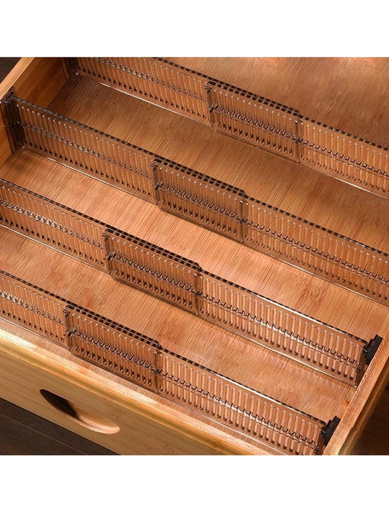 SRLIWHITE Drawer Divider 10.8 - 20 Inch Adjustable Drawer Organisation, Drawer Divider for Cutlery and Utensils, Plastic Tray Organiser for Kitchen, Drawer, Bathroom, Office Storage - Pack of 4 - Image 1
