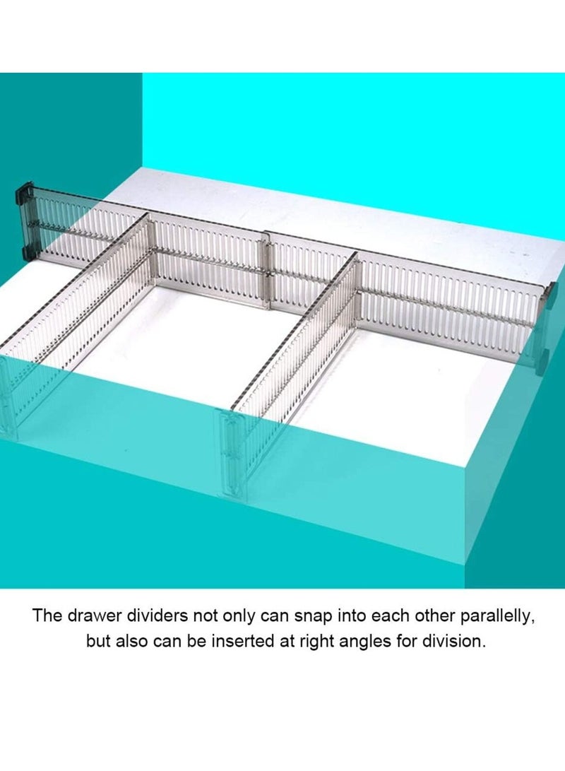 SRLIWHITE Drawer Divider 10.8 - 20 Inch Adjustable Drawer Organisation, Drawer Divider for Cutlery and Utensils, Plastic Tray Organiser for Kitchen, Drawer, Bathroom, Office Storage - Pack of 4 - Image 3