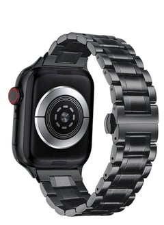 Henoer Metal Band for Apple Watch 41mm 40mm 38mm Stainless Steel Adjustable Men's Compatible with Apple Watch SE/iWatch Series 9/8/7/6/5/4/3/2/1, Black