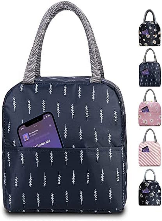 BriKSHi Insulated Small Lunch Bags for Womens Kids Thermal Cooler Tote Bag Picnic Organizer Storage Lunch Box Portable and Reusable Leak-Proof Lunch Hand Bags (Blue Print Bag_po1) - Image 3