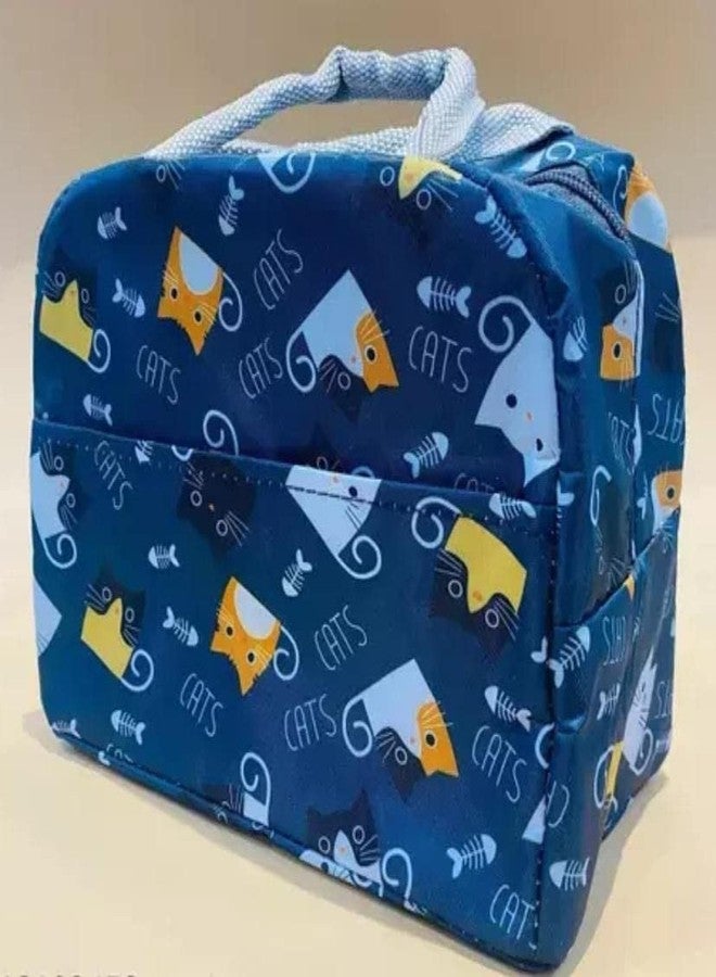 BriKSHi Insulated Small Lunch Bags for Womens Kids Thermal Cooler Tote Bag Picnic Organizer Storage Lunch Box Portable and Reusable Leak-Proof Lunch Hand Bags (Blue Print Bag_po1) - Image 1