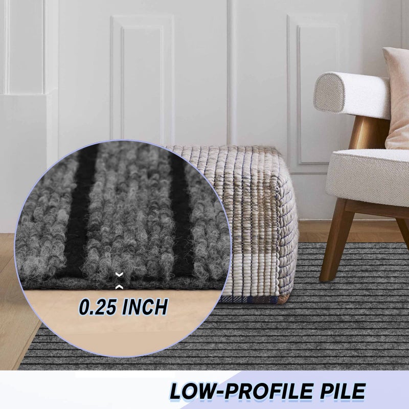 Weidear Custom Size Backed Non-Slip Area Rugs Runner, Easy Clean, Waterproof Runner Rugs for Hallway Entryway, Kitchen, Laundry, 2FT x 6FT, Gray Stripe - Image 3