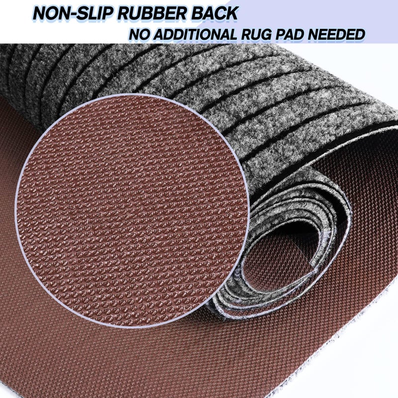 Weidear Custom Size Backed Non-Slip Area Rugs Runner, Easy Clean, Waterproof Runner Rugs for Hallway Entryway, Kitchen, Laundry, 2FT x 6FT, Gray Stripe - Image 4