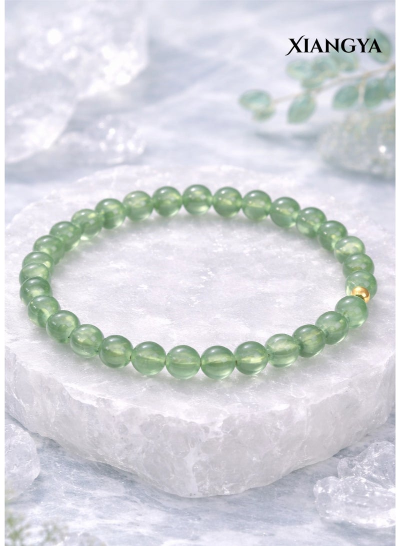 XIANGYA Bracelet for Ladies Green Jade Glass Bracelet, 8MM Round Beads, Elastic Cord, Minimalist Daily Jewelry | Emerald Whisper - Image 2