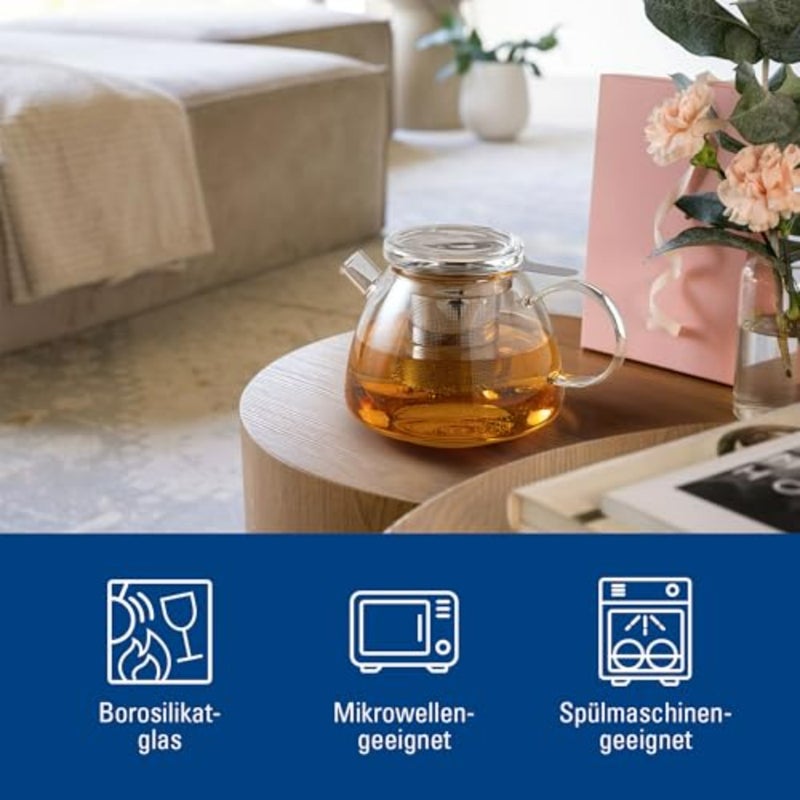 إبريق شاي للمشروبات الساخنة والباردة من أرتيسانو، وعاء قهوة بجدار مزدوج للمشروبات الباردة والساخنة، سعة 1 لتر، زجاج بوروسيليكات، آمن للاستخدام في غسالة الأطباق، آمن للاستخدام في الميكروويف - Image 3