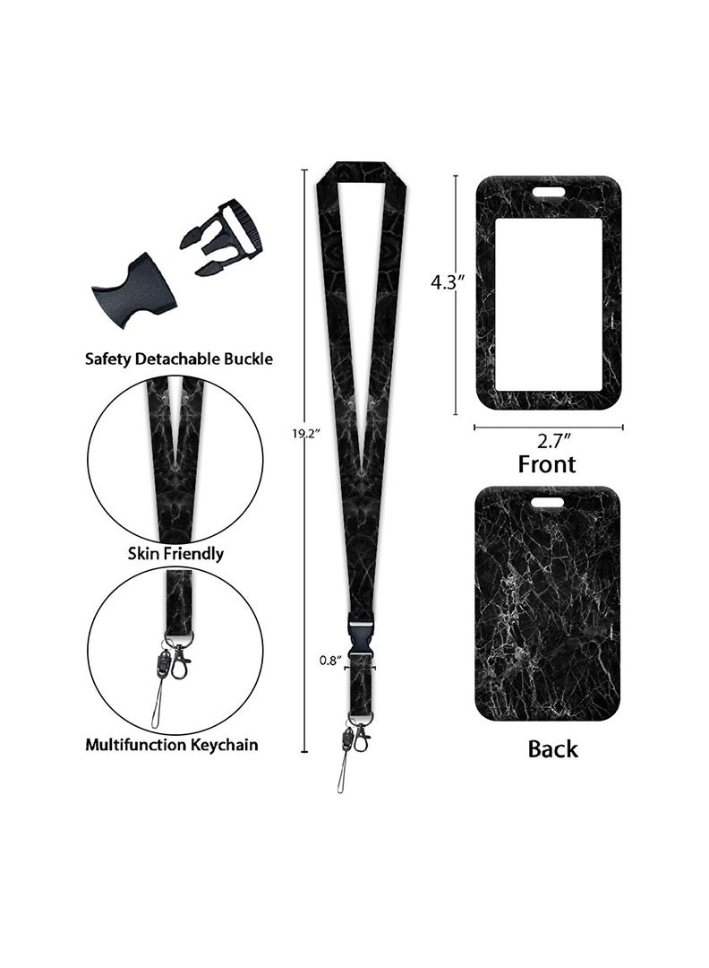 حامل بطاقة الهوية العمودي مع حبل عنق قابل للفصل، حامل بطاقة الهوية مع حبل عنق قابل للفصل ومشبك بكرة قابلة للسحب، أحبال التعليق لبطاقات الهوية للنساء والرجال، واقي بطاقات لهوية وبطاقات الائتمان ومفاتيح القرب ورخصة القيادة والجواز. - Image 2