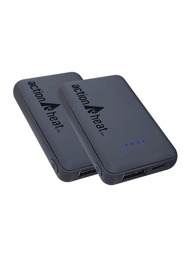 ActionHeat Portable 5V Power Bank 3000mAh Kit – Dual, Two Li-Poly Rechargeable Batteries for Heated Garments and Charging Tablets, Smartphones – Black - Image 1