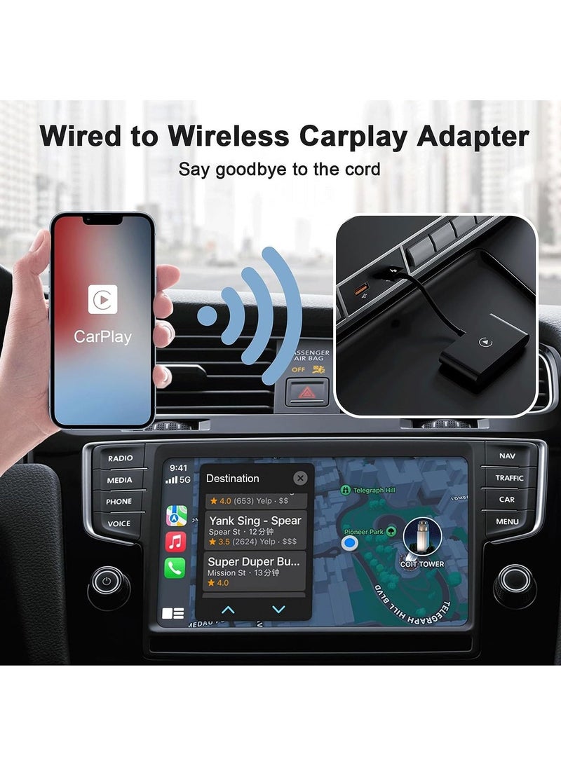 Generic Wireless Carplay Adapter for iPhone, Dongle Adapter Converts Wired Carplay to Wireless, 5GHz WiFi Bluetooth 5.0, Compatible with 2015+ Cars. (Supports iOS 10-16)  - Image 2